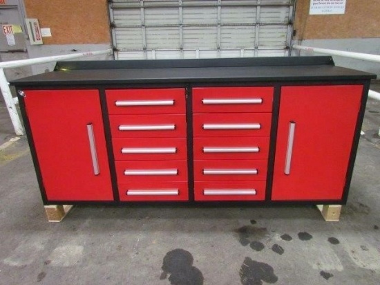 7' 10 Drawers & 2 Cabinets Work Bench