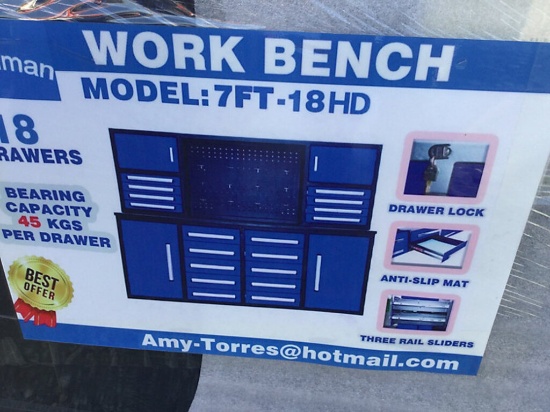 7' 18 Drawers Work bench
