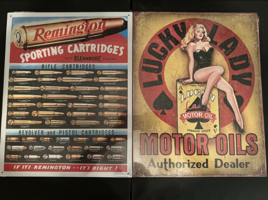 2 Retro Vintage Signs"" Remington & Lucky Lady