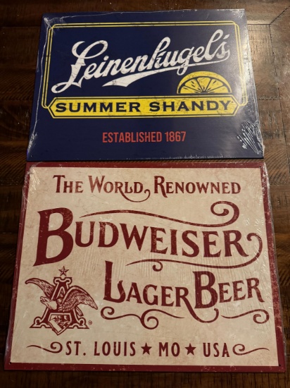 2 Retro Vintage Signs"" Leinenkugel & Budweiser