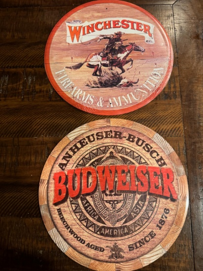 2 Retro Vintage Signs"" Winchester & Budweiser