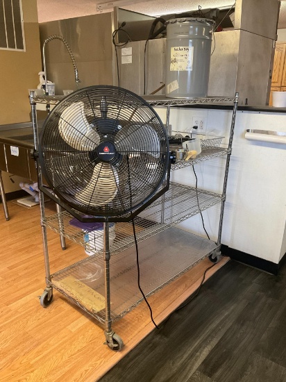 4'W Rolling Wire Rack W/ Fan