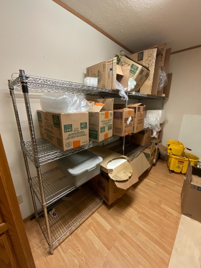 Wire Shelving W/ Takeout Containers & Cups