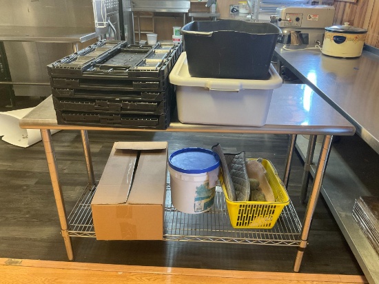 4' Wide Stainless Table W/ Contents