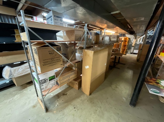 20' Shelving W/ Contents & 2 Tables