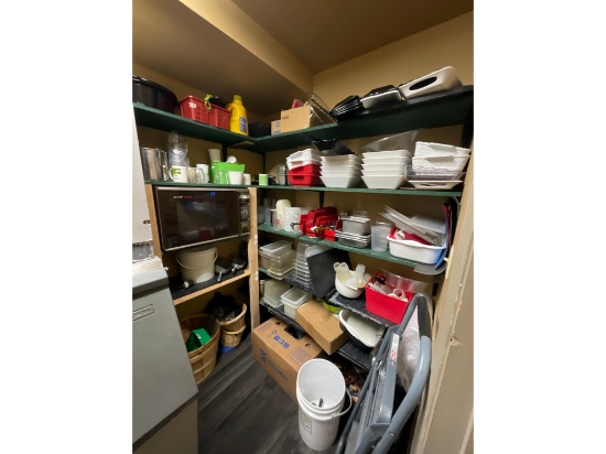Various Kitchenware, Serving Dishes, Step Stool, Microwave