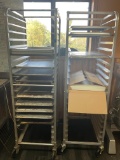 2 Rolling Bakers Racks W/ Trays