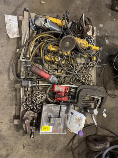 Chains, Grinder, C Clamps, Grease Guns