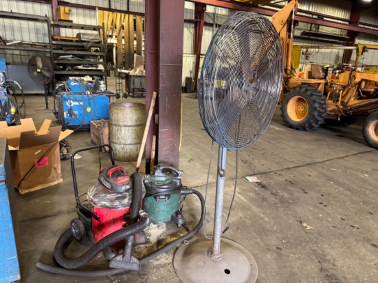 2 Shop Vacs & Pedestal Fan