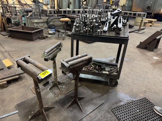 3 Single Rollers & Step Block Cart W/ Contents