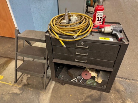 US General Rolling Tool Box W/ 12-Ton Bottle Jack, Air Hose,