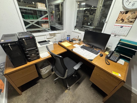 Office Desk, Chair & Printer Computer Cam System