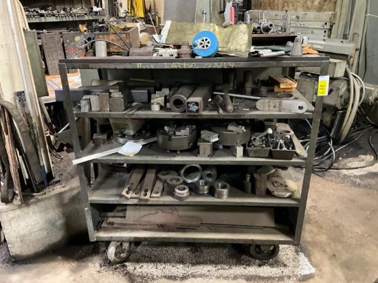 54" Rolling Cart w/ Chuck Parts & Misc. Scrap