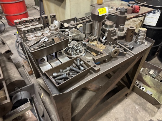 3' Steel Work Table W/ Contents-Jaws, Machine Screws & More