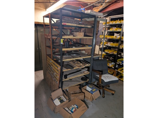 (3) Steel Shelves W/ Hardware & Inventory