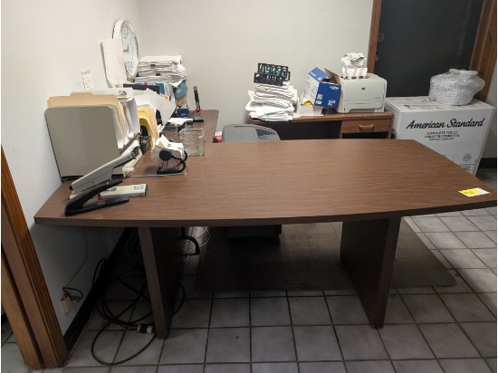 (2) Desks, Folding Table, Paper Shredder, Printer