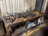 Table w/ Various Chucks, Air Hose, Bolts