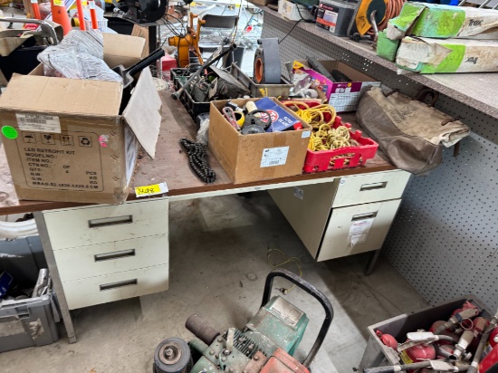 Office Desk W/ Contents-Rope, Klein Tool Bag,