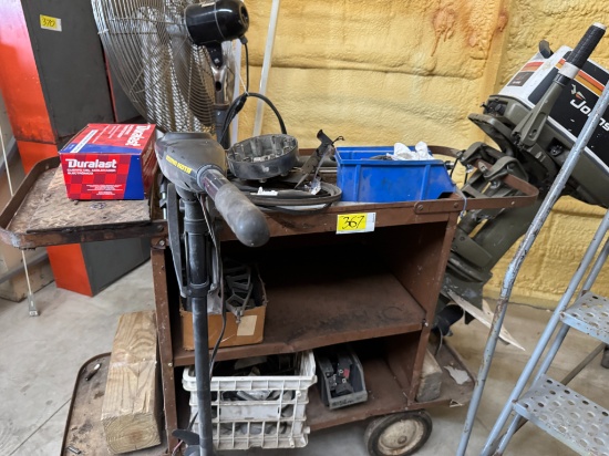 Shop Cart W/ Johnson 25 Boat Motor & Other