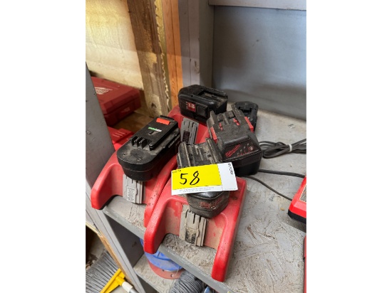 (3) Milwaukee Chargers & (6) Batteries