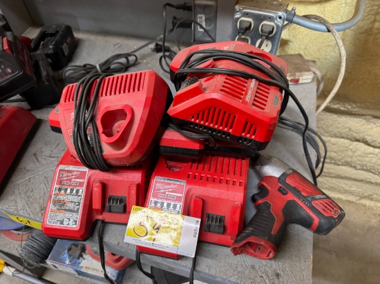 (6) Milwaukee Chargers & 1/4" Impact Driver