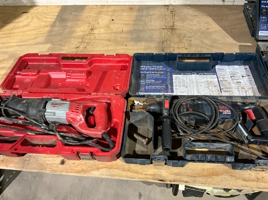 Millwaukee Sawzall & Bosch Bulldog Xtreme Hammer Drill