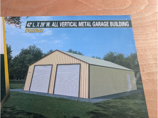 42' x 26' w/ All Vertical Metal Garage Building