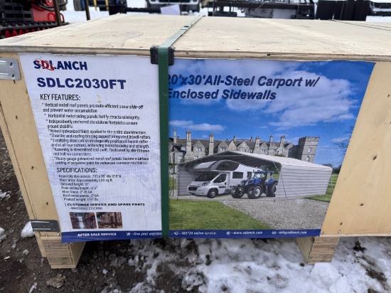 SDLanch SDLC2030FT 20' x 30' Steel Carport w/ Sides