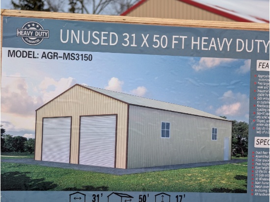 31' x 50' Metal Storage Building w/ Garage Doors