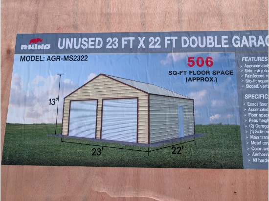 Rhino 23' x 22' Double Garage Metal Shed