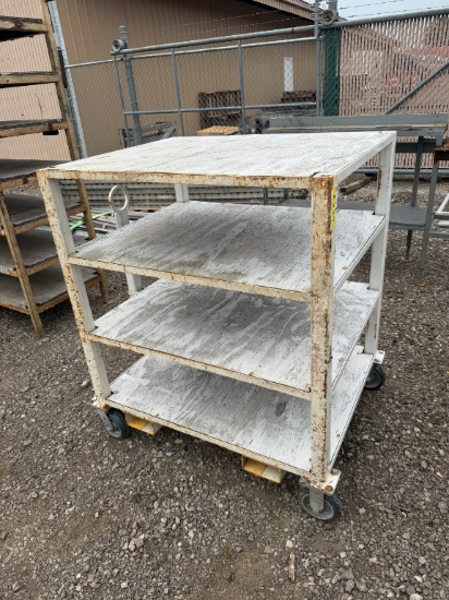 4 Tier Rolling Shelf w/ Fork Pockets, 32" x 40"