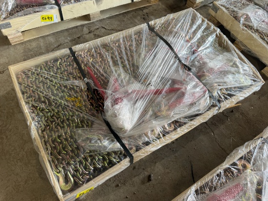 (10) 20' 3/8" Chains w/ (5) 9200 lb Ratchet Binders