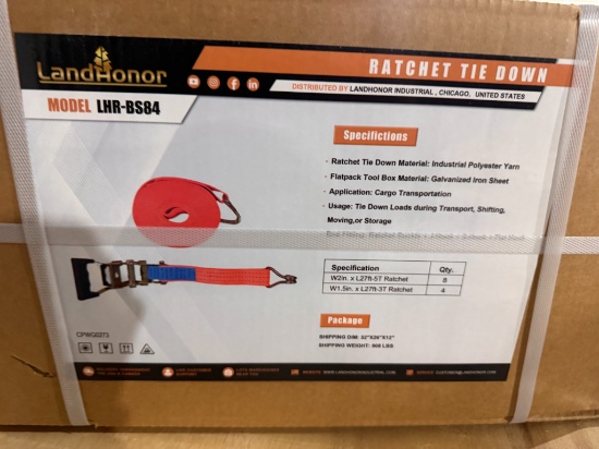 Land Honor LHR-BS84 12 Piece Ratchet Tie Down Set