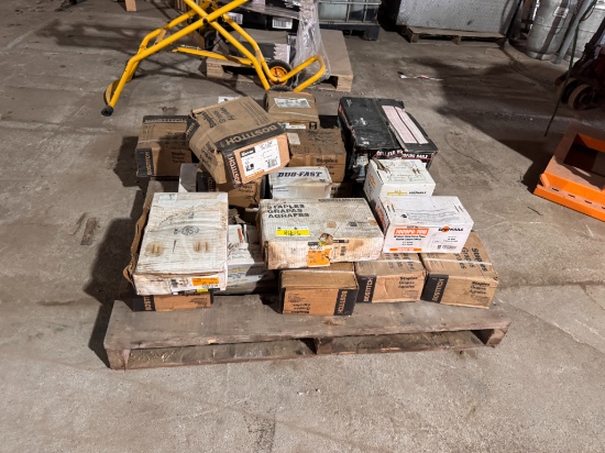Pallet of Staples and Roofing Nail Coils