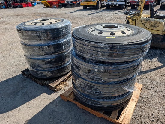 (8) Bridgestone R260 11R24.5 Tires & Rims