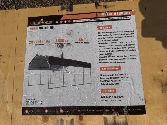 Land Honor 20' x 11' x 9' Metal Carport Model LHR-MC1119