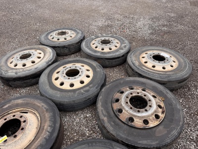 (6) Aluminum Rims & 11R24.5 Tires