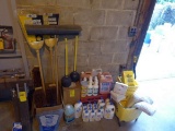 Mop Bucket, Brooms, Cleaners, Janitorial Supplies, Etc.  (Lot)