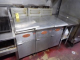 Avantco Gas 50# Stainless Steel Floor Fryers, m/n FF400  (Oil still in fryers)  (3 Each)