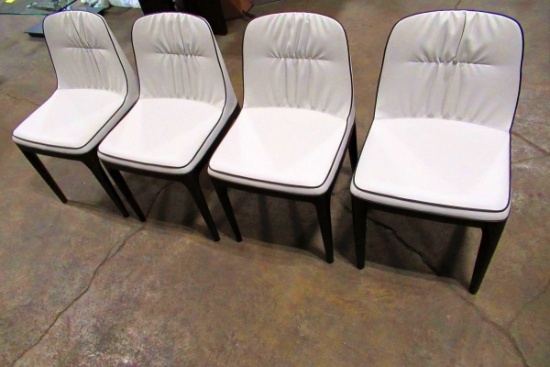 Tonin Casa Mivida Dining Chairs w/Light Grey Eco Leather & Dark Oak Legs  (4 Each)