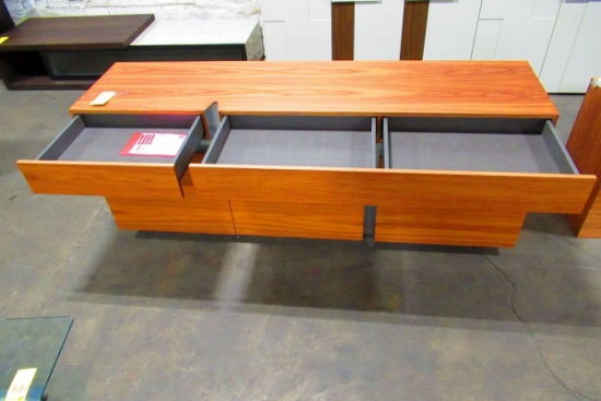 Cattelan Italia Prisma Sideboard, Walnut w/Glass Shelves