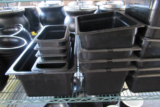 Plastic Storage Containers, Mixing Bowls, Bus Pans, Etc.   (Lot)