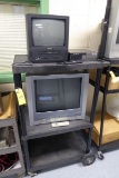 Television Cart w/Toshiba DVD & VCR Combo & Sylvania VCR Combo Television