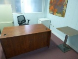 Laminate 5' Table Desk w/(2) Matching Rolling Wood File Cabinets, Etc.