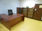 Laminate Single Pedestal Desk w/Return, Hi Back Upholstered Office Chair, Etc.