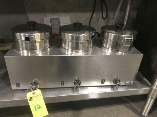 Server Stainless Steel 3-Compartment Electric Food Warmer