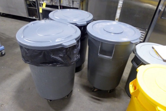 Brute Trash Cans w/Lids, 55 Gal.