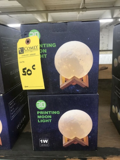 Rechargeable 3-D Printed LED Moon Lights, Color Changing
