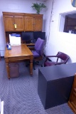 Desk w/Return, Hutch, Xerox Printer, Dell Monitors, Chair, File Cabinet, Etc.