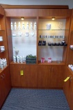 Wood Laminate Display Units w/Glass Shelves & Contents